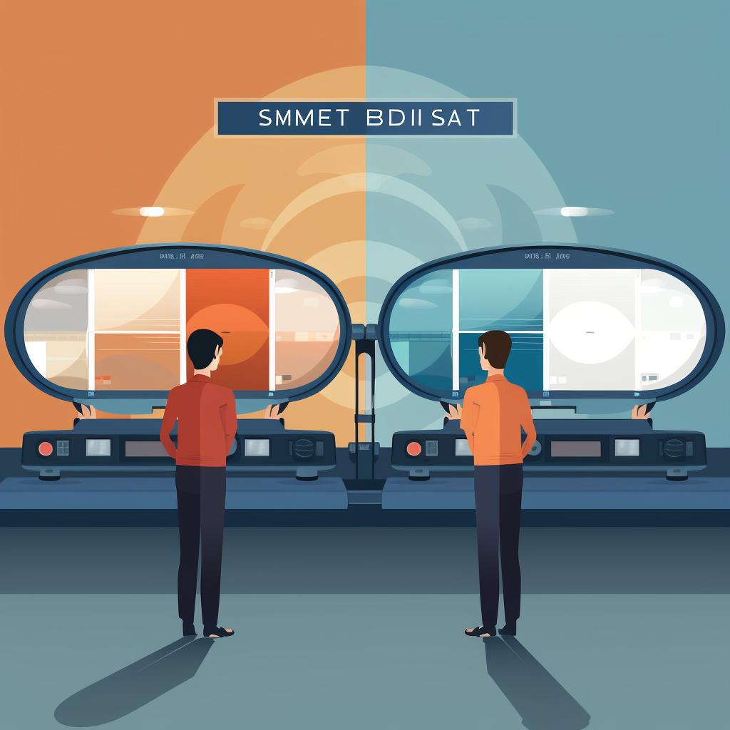 A person comparing different types of blind spot monitors