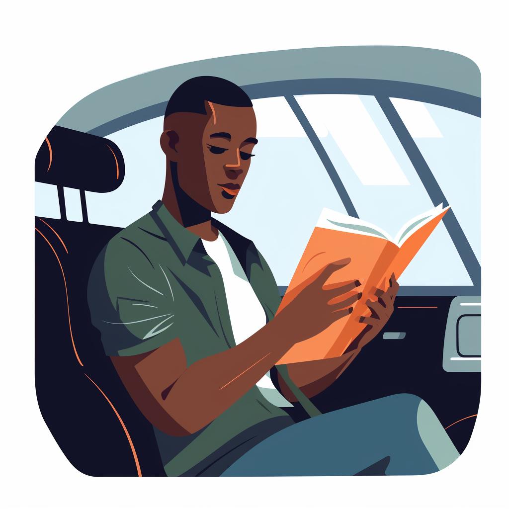 Person reading a vehicle's manual