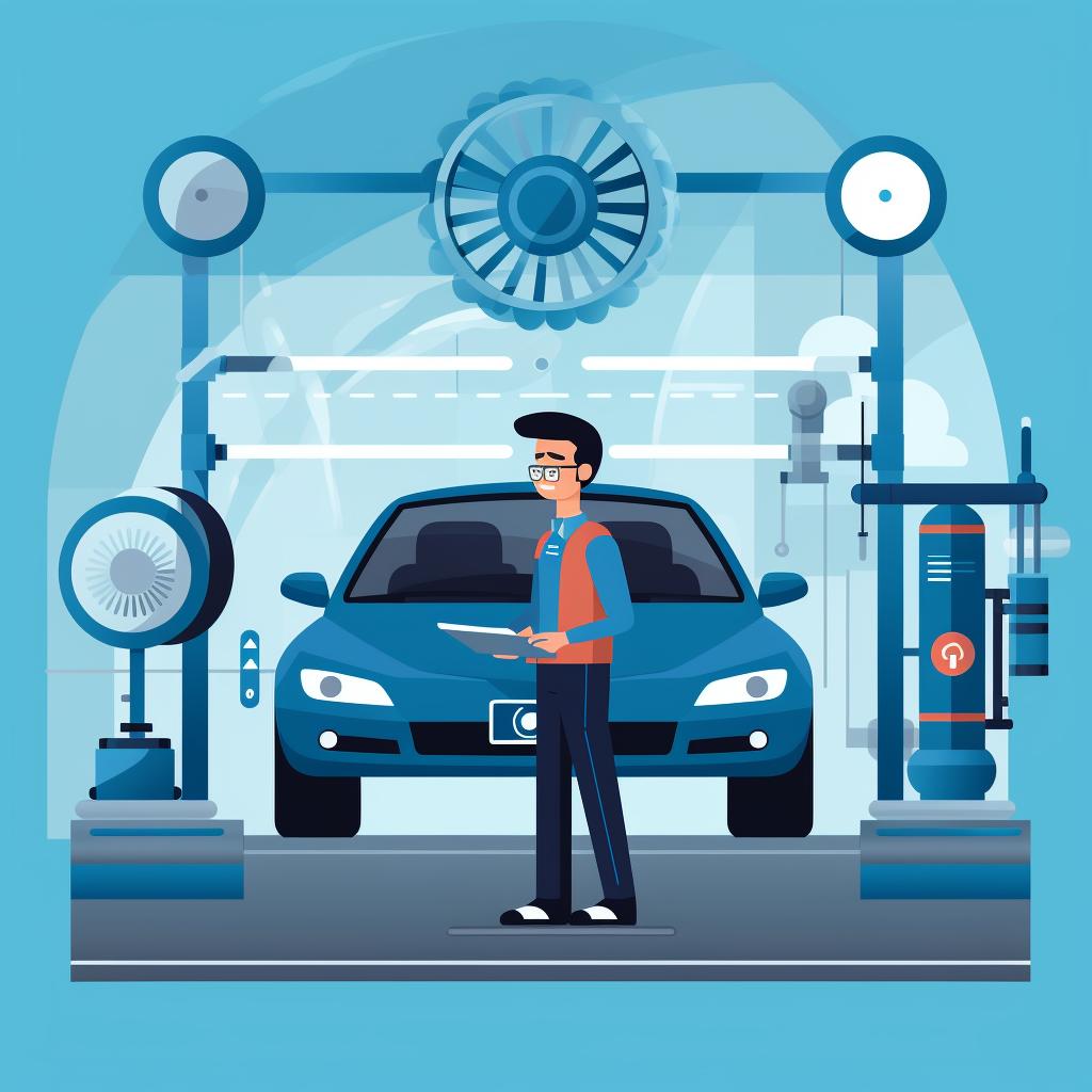 A mechanic repeating the calibration process on a vehicle